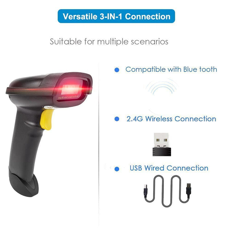 [Australia - AusPower] - NETUM NT-1228BL 2D Barcode Scanner with Stand, Compatible with 2.4G Wireless & Bluetooth & USB Wired Connection, Connect Smart Phone, Tablet, PC, 1D Bar Code Reader Work for QR PDF417 Data Matrix 