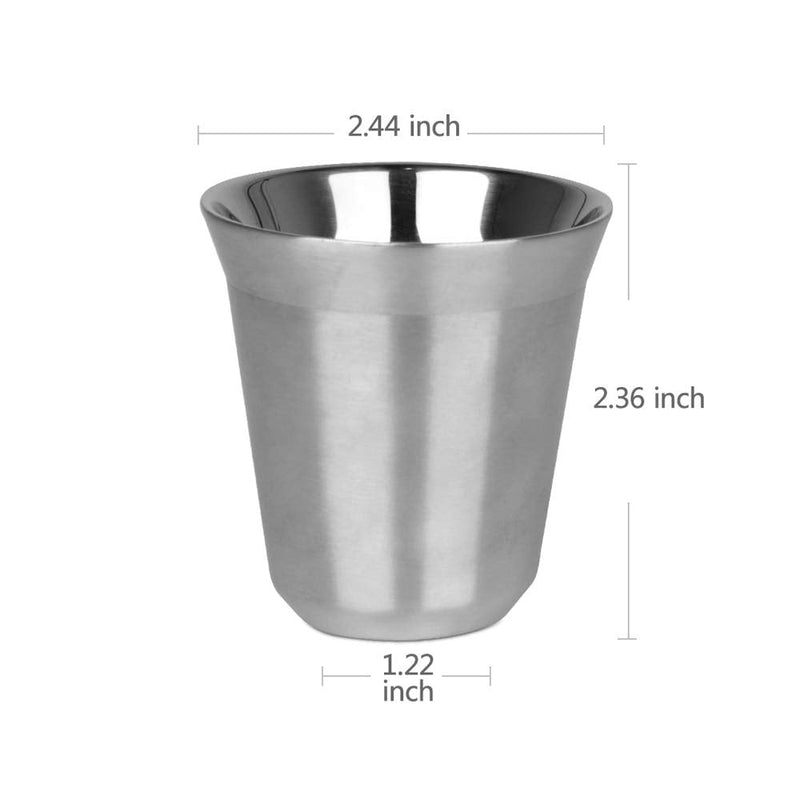 [Australia - AusPower] - 80ml Stainless Steel Espresso Cups Set - 2 Pack Double Wall 304 Stainless Steel Demitasse Cups 2.7oz By RECAPS 2 Count (Pack of 1) 
