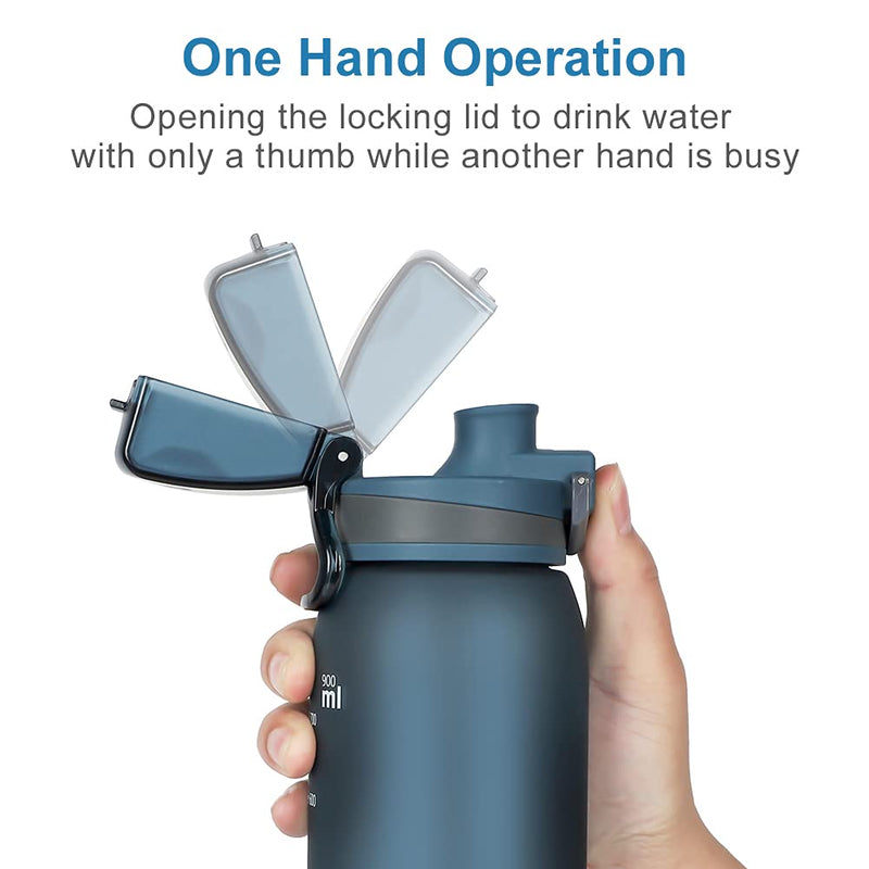 [Australia - AusPower] - Opard 30oz Sports Water Bottle with Leak Proof Flip Top Lid BPA Free Tritan Reusable Plastic for Gym and Outdoor Blue 