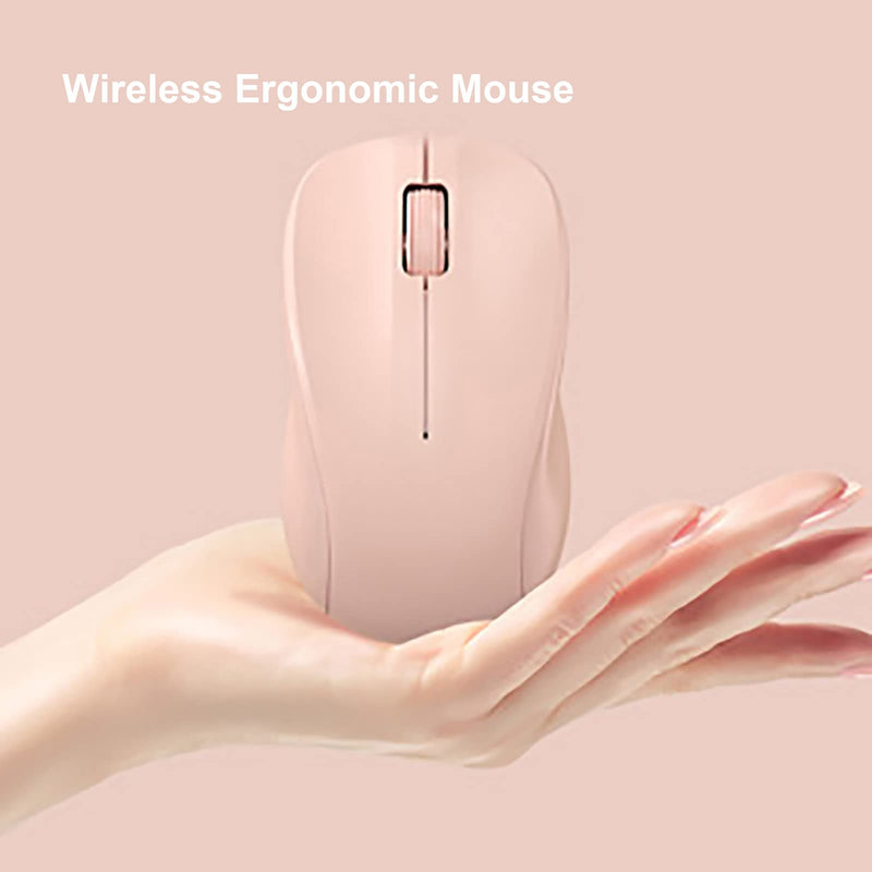 [Australia - AusPower] - Compact Keyboard MouseCombo,JieruiDeng 79-Key Retro Mini Cute Computer Keyboard 2.4G USB Wireless and Silent Mice Set for Laptop Desktop PC iPad (Pink) Pink 