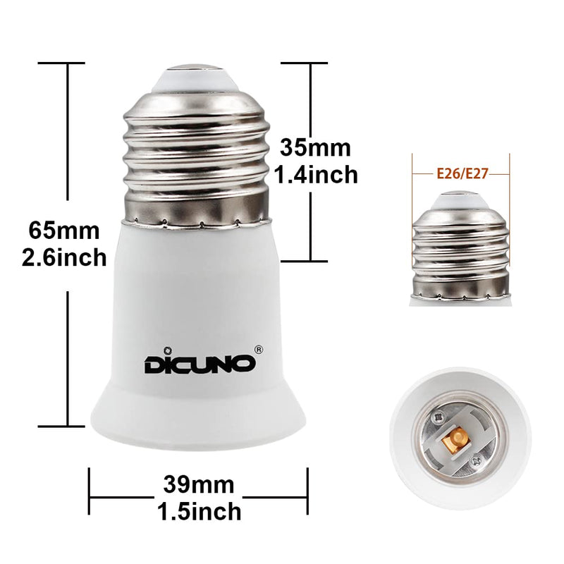 [Australia - AusPower] - DiCUNO E26 to E26 3CM/1.2 Inch Socket Extender, E26 to E26 Lamp Bulb Socket Extension, Lamp Holder Adapter (4-Pack) 4-pack 