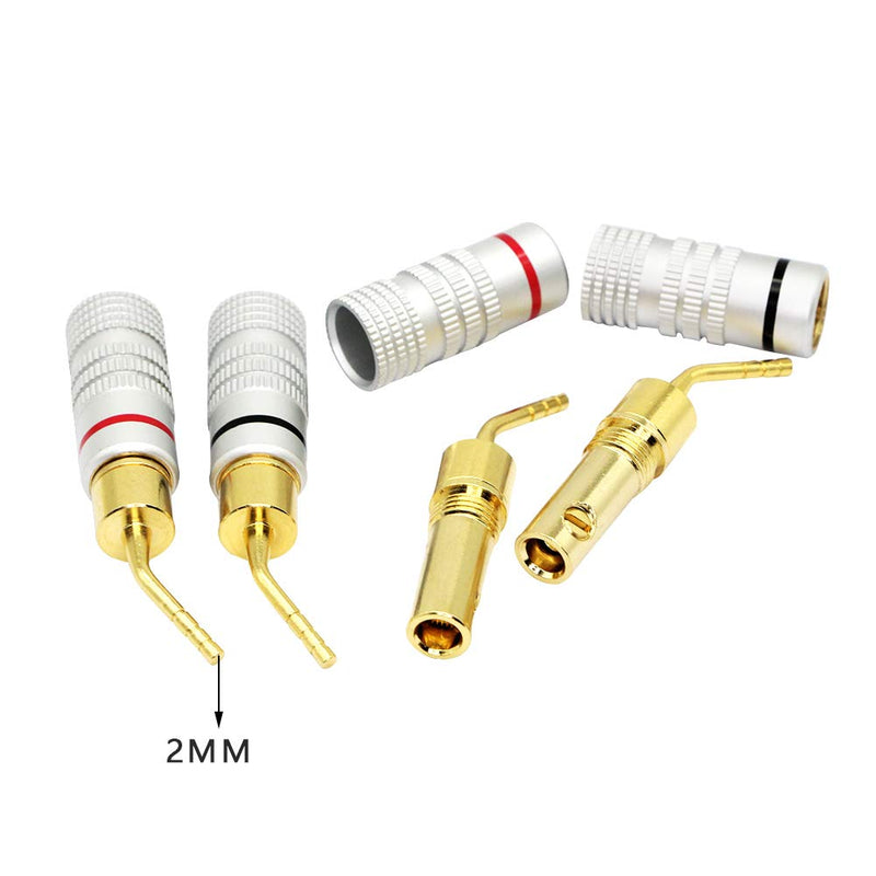 [Australia - AusPower] - CERRXIAN Gold Plated 2mm Banana Plug Screw Type Audio Speaker Pin Plugs Cable Connector Adapter(4pcs) 