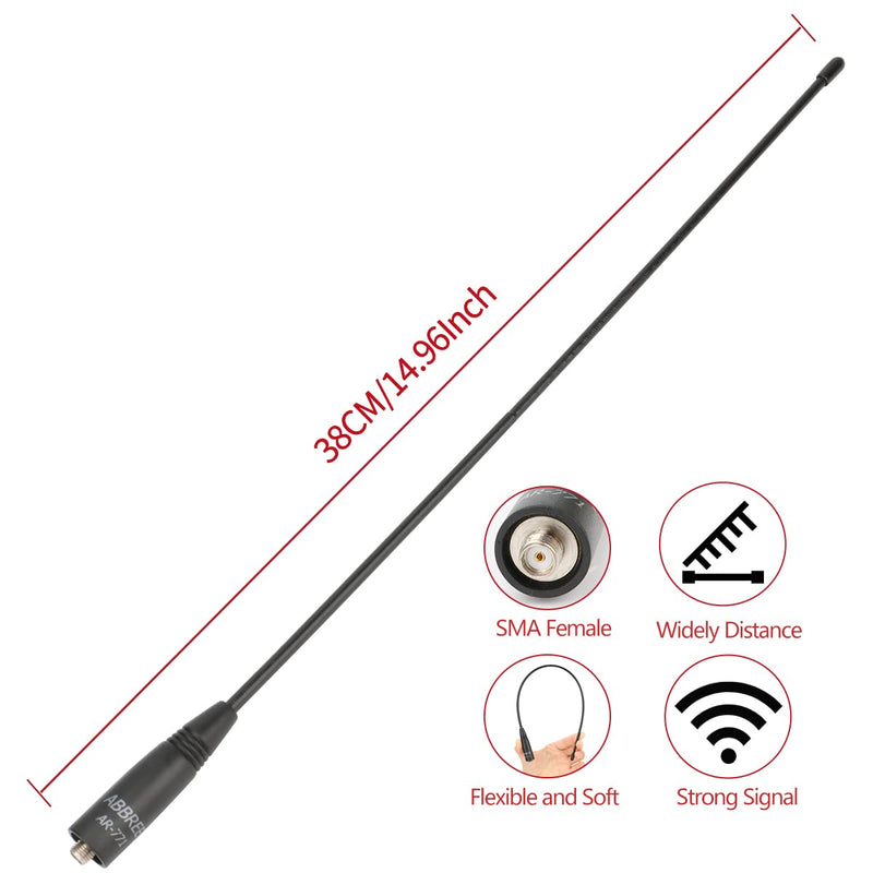 [Australia - AusPower] - ABBREE AR-771 14.96Inch SMA-Female Dual Band Flexible Whip Handheld Antenna for Baofeng UV-5R BF-F8HP BF-F8TD,BF-F8GP,UV-82HP,UV-82 BF-888S TIDRADIO H6 TD-F6 Kenwood Two Way Radio 