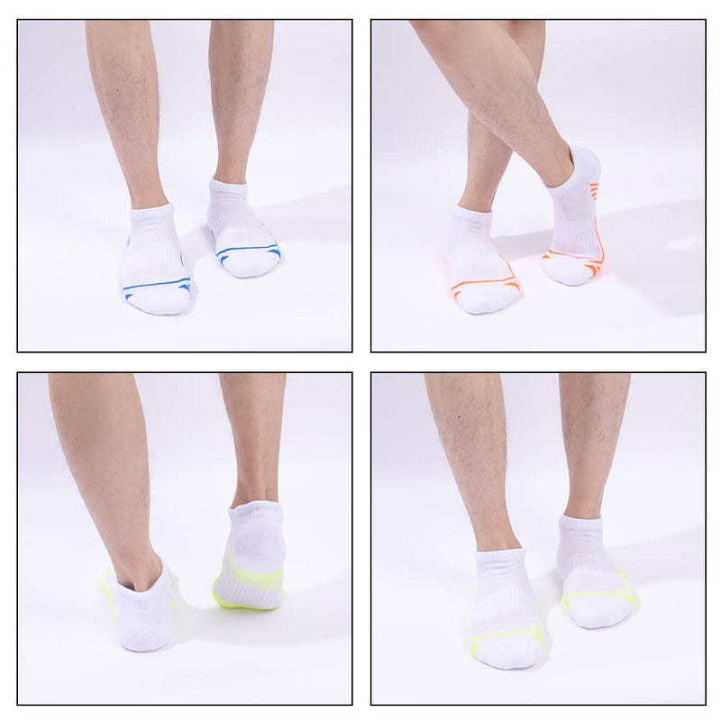 [Australia - AusPower] - Mens Ankle Athletic Low Cut Socks for Men Sports Running Cushion 6 Pack White(6 Pairs） 