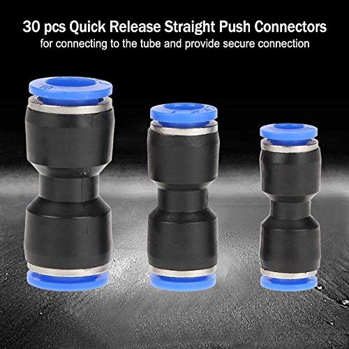 [Australia - AusPower] - 30 Pieces Straight Push Connectors, Quick Release Pneumatic Connectors, Air Line Fittings, Pneumatic Tube Fittings Fittings for 1/4''，5/16''，3/8'' Tube. 