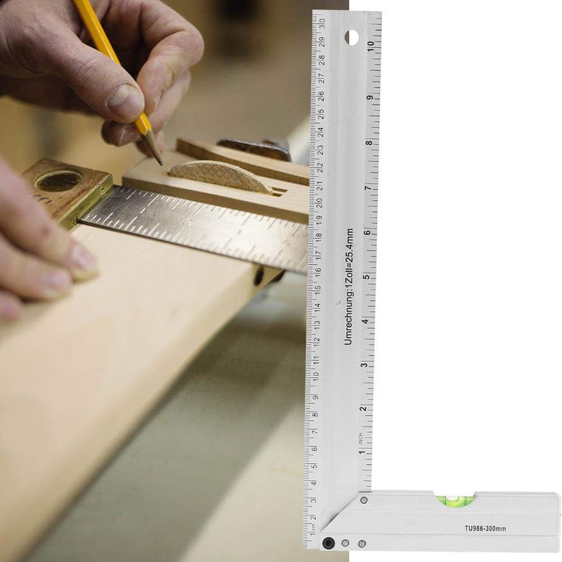 [Australia - AusPower] - 300mm Aluminium Alloy Square Ruler 90 Degree Right Angle Ruler Woodworking Measuring Tool for Carpenter Engineer 