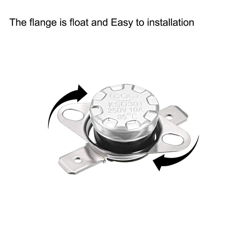[Australia - AusPower] - uxcell KSD301 Thermostat 85°C/185°F 10A Normally Open N.O Adjust Snap Disc Temperature Switch 2pcs 