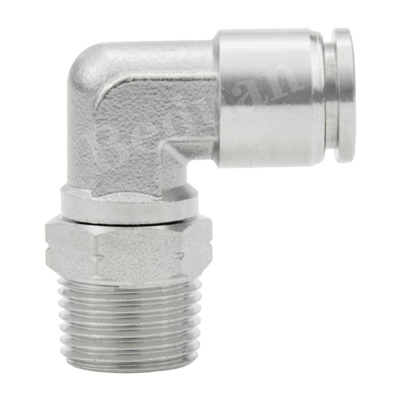 [Australia - AusPower] - Beduan Push to Connect Fitting Elbow, 1/4" Tube OD x 3/8" NPT Male 90 Degree Elbow Adapter 304 Stainless Steel Air Union Fitting 1/4"Tube OD-3/8"NPT 