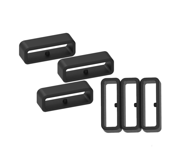 [Australia - AusPower] - 22MM Replacement Fastener Rings Compatible with Garmin Fenix 5,Fenix 6, Fenix 7 Bands(Pack of 6) Silicone Connector Security Loop Keepers Ring for Instinct,Instinct 2/Fenix 5 6 Plus Smartwatch,Black 