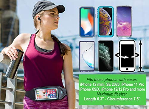 [Australia - AusPower] - Tune Belt Running Waist Belt Phone Pouch for iPhone 12/13, 12/13 Pro, 12/13 mini, 11 Pro, SE 2020, X/XS, Galaxy S10/S20, S10e, Note 10 (Black) 