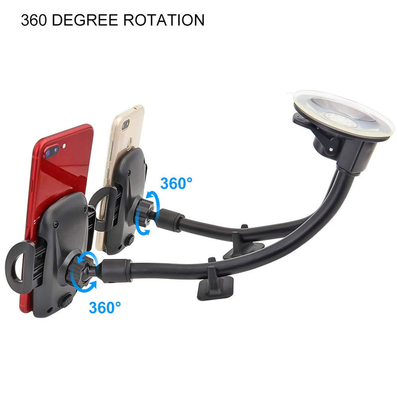 [Australia - AusPower] - Kolasels Dual Phone Holder for Car , Phone Mount for Truck Windshield/Dashboard Compatible with iPhone 11/Xs/Xr/X/8 Plus/8/7/6, Samsung Note 10+/10/9/8/7, HTC, LG and More 3.5-6.5 inch Cell Phone 