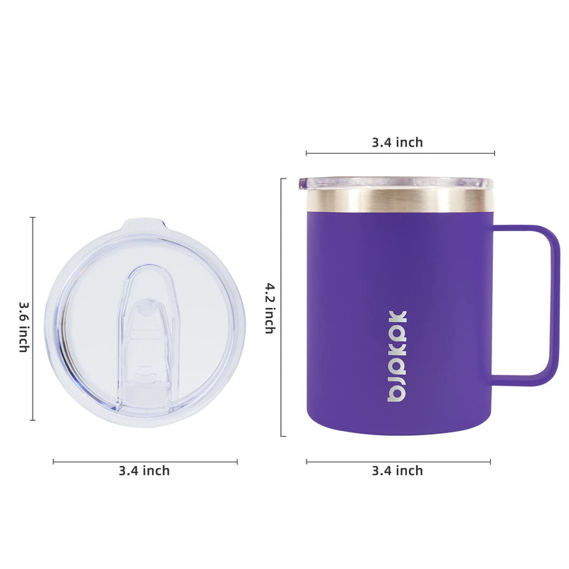 [Australia - AusPower] - BJPKPK 14oz Insulated Coffee Mug 2 Pack, Stainless Steel Camping Mug with Slider Lid, Travel Tumbler Cup, Coffee Thermos Outdoor Blue 
