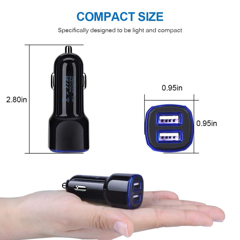 [Australia - AusPower] - Car Charger, 2.4A 12W AndHot 2 Pack Mini Dual Port USB Car Charger Adapter Plug for iPhone 13 12 SE 11 Pro Max XR XS X 8 7 6S Plus, iPad, Samsung Galaxy S22 S21 S20 S10 Note 20 A21, LG, Moto, Android 
