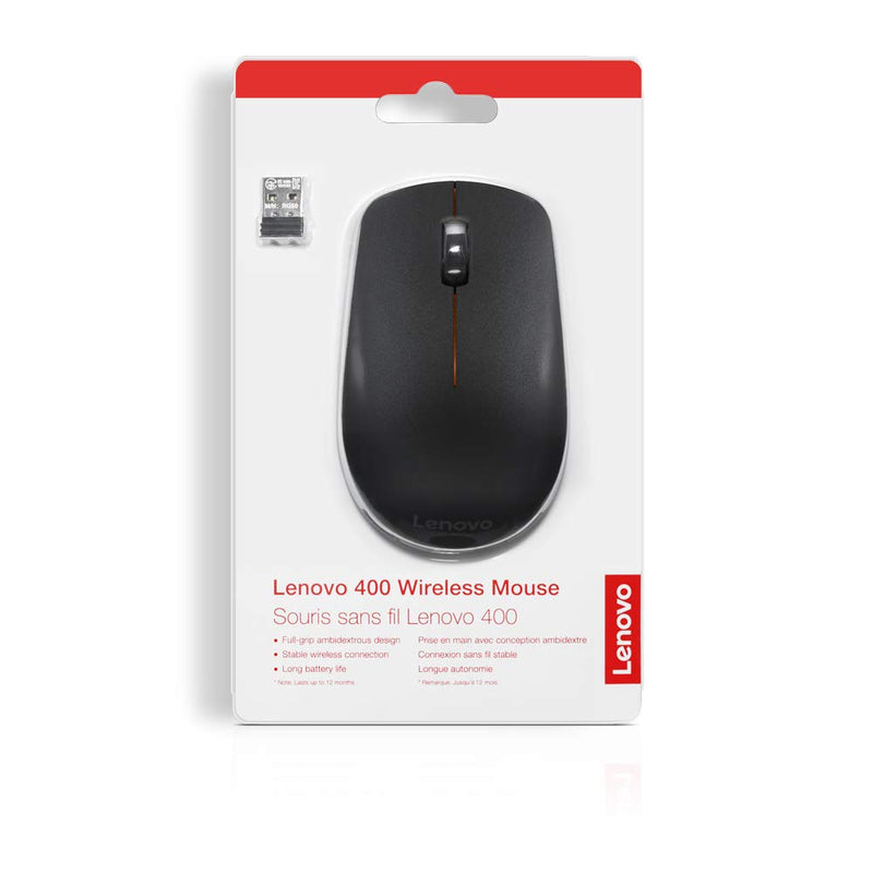 [Australia - AusPower] - Lenovo 400 Wireless Mouse, 1.46"H x 4.17"W x 2.48"D, Black, GY50R91293 