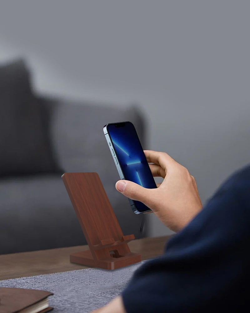 [Australia - AusPower] - T TARANTO Wood Cell Phone Stand, Phone Holder for Desk, Tablet Display Stand for iPad, Compatible with All Mobile Phones, Wooden Office Desk Accessories Brown 