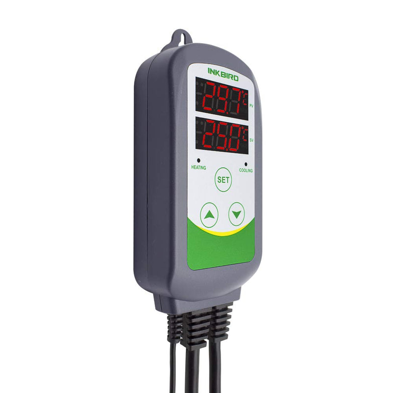 [Australia - AusPower] - Inkbird ITC308 Freezer Thermostat Heating Cooling Plug Temperature Controller Outlet 110V 1200W Digital Temp Control for Greenhouse Heater Cooler Reptile Brewing Fermentation Kegerator Probe ITC-308 