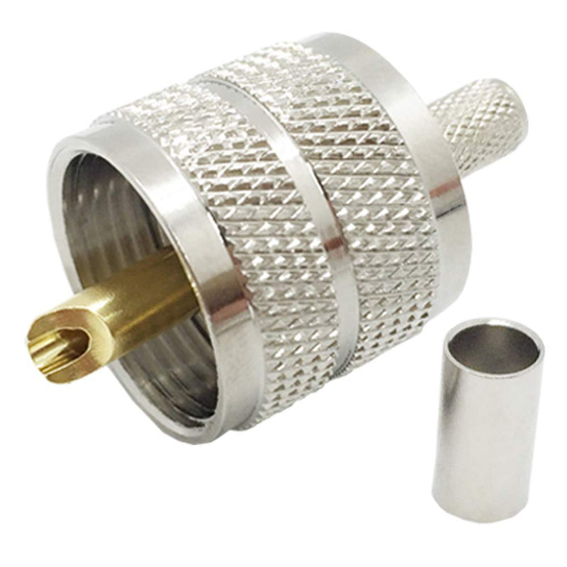 [Australia - AusPower] - RFIOTASY Pack of 5 UHF PL-259 PL259 Male-Plug Crimp Coax Connector Adapter RF Connector for RG58/U LMR195 Coax Cable Compatiable with Ham Radio (UHF Male Crimp RG58) 