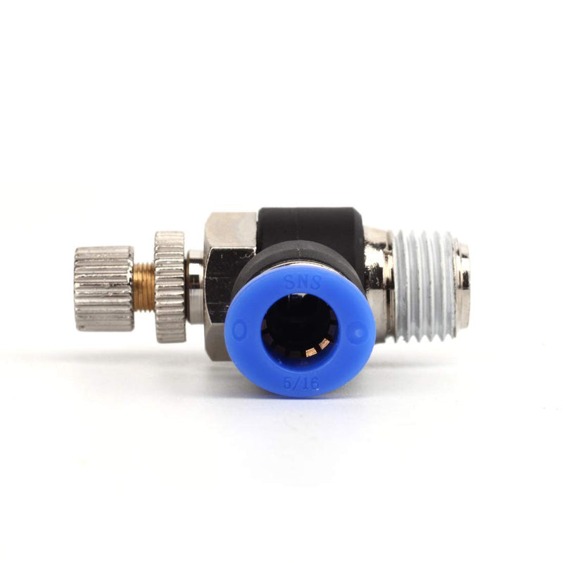 [Australia - AusPower] - SNS JSC1/4-N01 1/4"Tube OD x 1/8 NPT 90 Degree Elbow Air Flow Control Valve Push to Connect Fitting Speed Control Valve(10 PCS) 