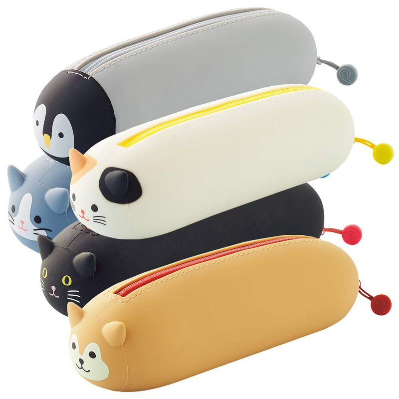 [Australia - AusPower] - LIHITLAB PuniLabo Zipper Pen Case/Pouch, Horizontal, 2.5" x 7.9", Gray Cat (A7781-4) Pen: 2.5"x 7.9"x 2.4" 