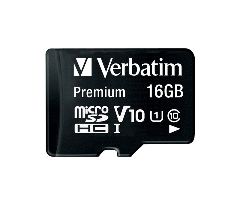 [Australia - AusPower] - Verbatim 16GB Premium microSDHC Memory Card with Adapter, UHS-I V10 U1 Class 10, Black (44082) 