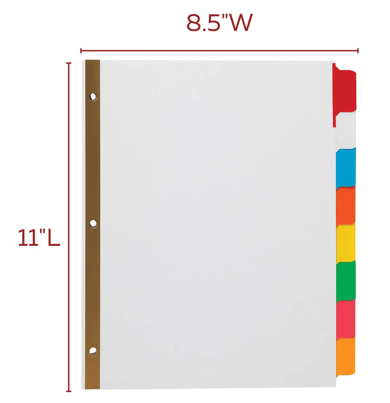 [Australia - AusPower] - 1InTheOffice Binder Dividers with Tabs, Three Ring Binder Dividers with Tabs, 8 Tab Dividers, Big Tab Write-On Paper Dividers, Multicolor, 4/Pack 
