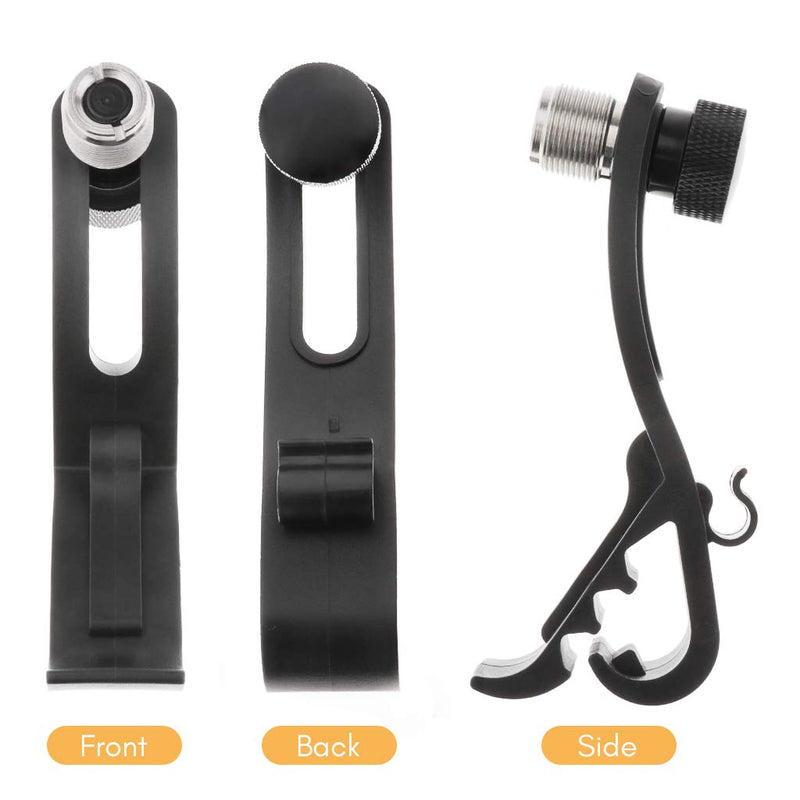 [Australia - AusPower] - Alnicov Black Drum Mic Shockproof Clamp Metal Movable Mount Kit Hard Groove Gear Universal Mic Clip Adjustable 