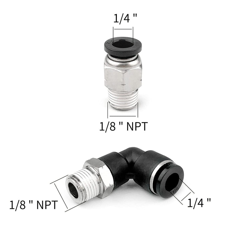[Australia - AusPower] - 24 Pieces Push Quick Release Connectors, Push to Connect Tube Fitting Tube Quick Connect Fittings 1/8inch NPT Thread 1/4inch Tube OD, Elbow and Straight Combination 