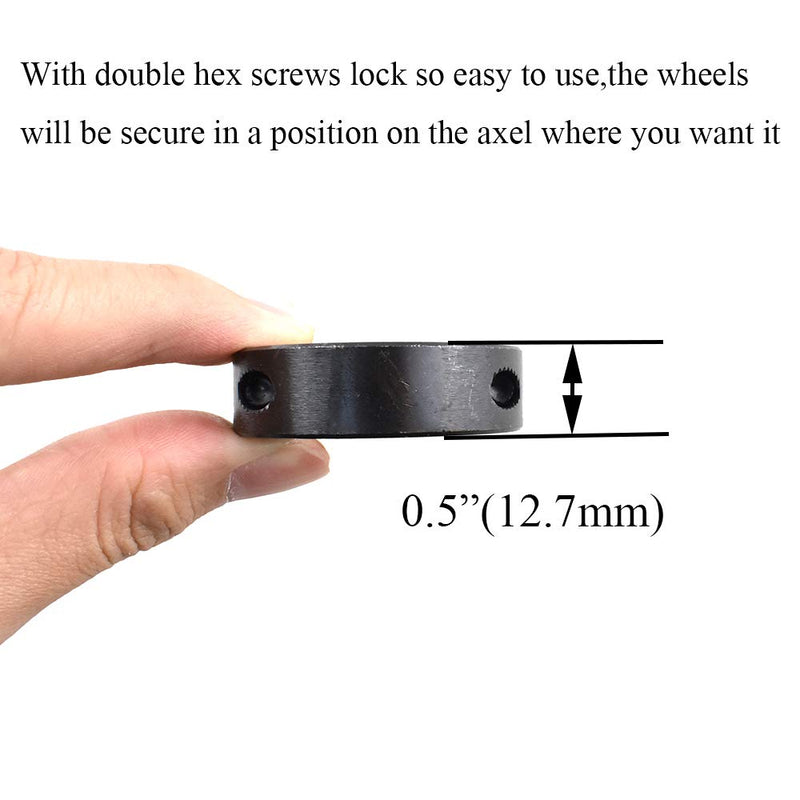 [Australia - AusPower] - Hahiyo Clamp-On Shaft Collars Double Split Design Bore Black Oxide Plated Carbon Steel Solid Collar 1 inches Inside Dia Corrosion Resistant 2 Piece Easy Install for Dolly Wheels Handtruck Tires Black-1"×1-3/4"-2Pcs 