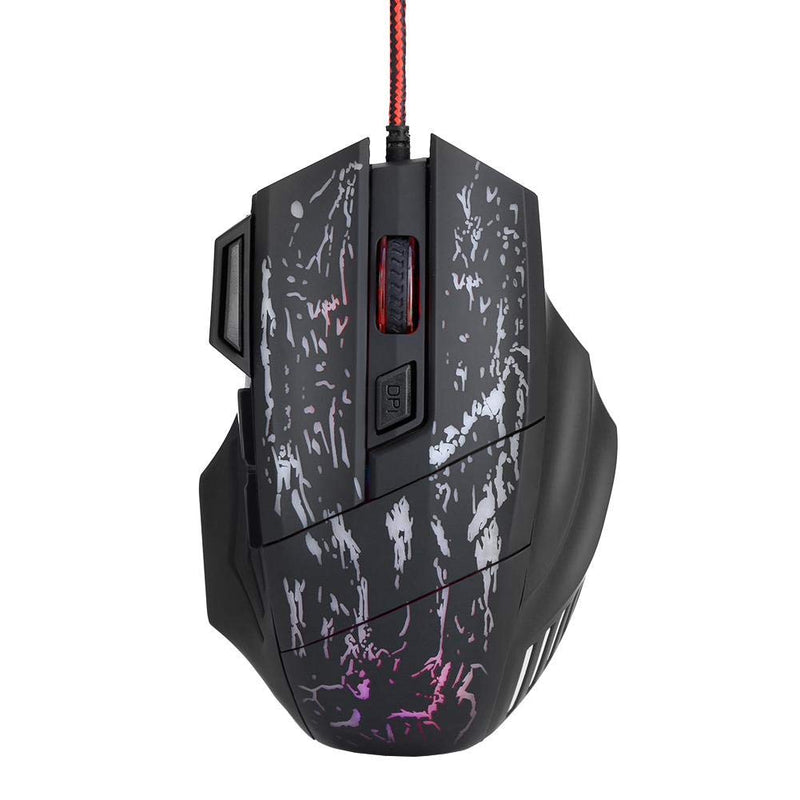 [Australia - AusPower] - FastUU Gaming Mouse, 7 Buttons 5 Adjustable DPI USB Black Wired Game Gaming Mouse 7 Colors Ergonomic Optical Computer Gaming Mice for Windows 7/8 / 2000 / XP/Vista, for Mac OS and Above 