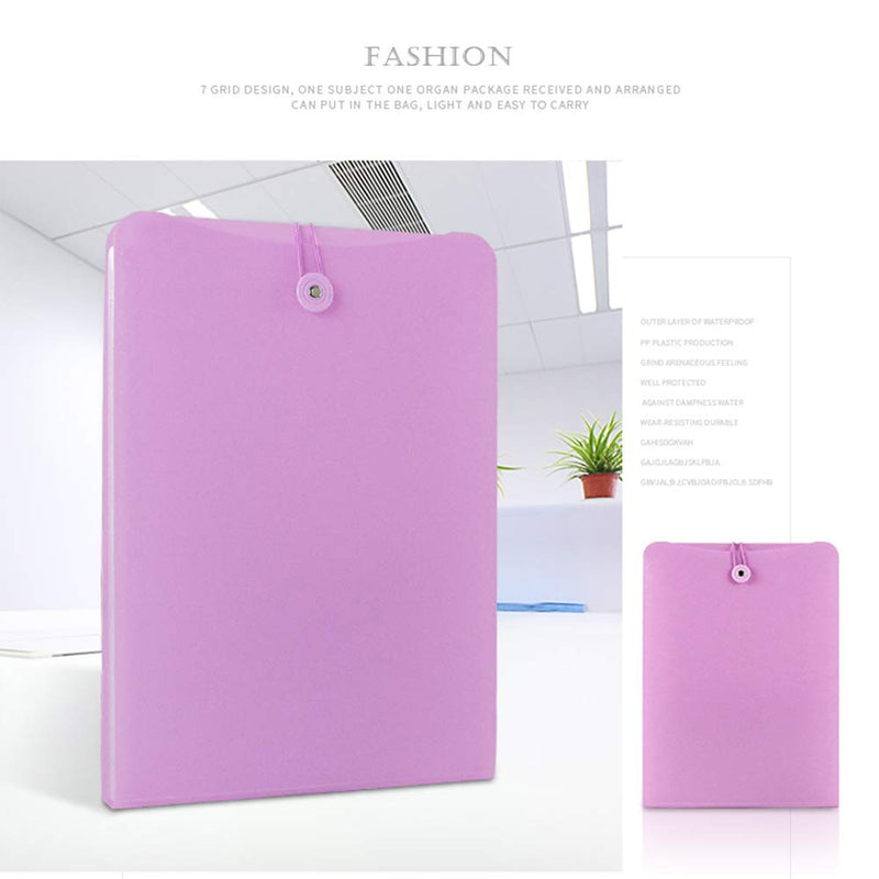 [Australia - AusPower] - Snow Abonci Vertical Expanding Accordion Folder with 7 Pockets Paperwork Organizer Document Wallet Briefcase Business File Organizer Bag A4 Letter Size Elastic Rope Closure Pink 