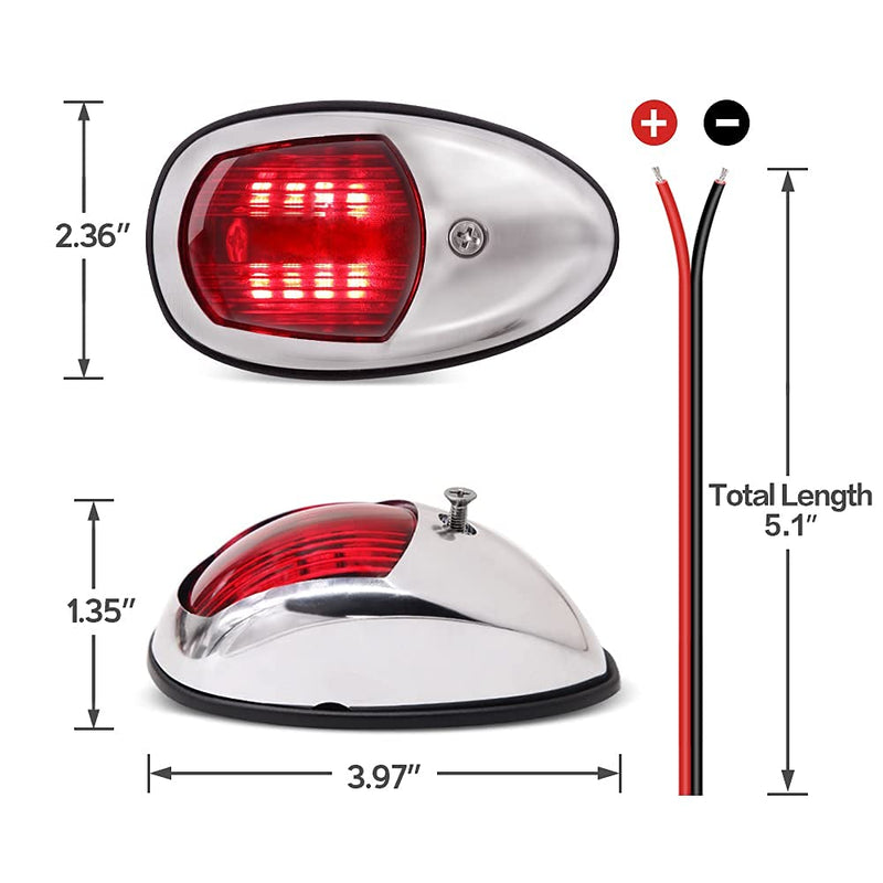 [Australia - AusPower] - Obcursco LED Boat Navigation Lights, Boat Bow Light, Marine Boat Navigation lamp. Perfect for Pontoon, Skeeter, Power Boat and Skiff (Electroplate silver) Electroplate silver 