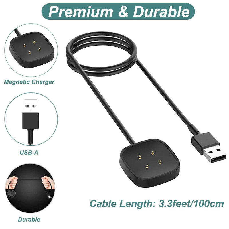 [Australia - AusPower] - Charger for Fitbit Versa 3 & Sense, Replacement Charging Cable Cord Magnetic Dock Stand for Fitbit Sense/Versa 3 Smartwatch [2-Pack] 