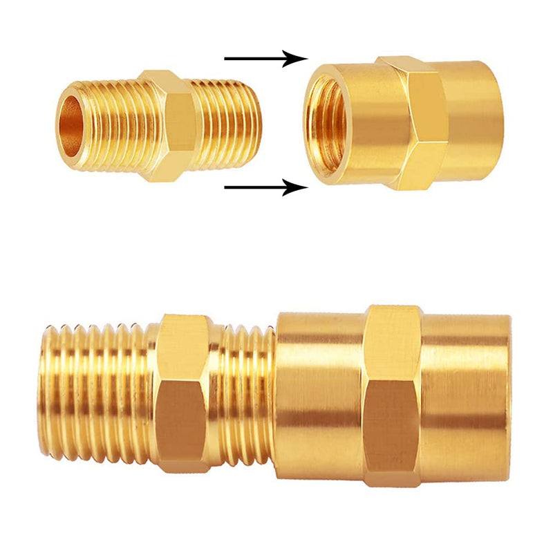 [Australia - AusPower] - Uenede 4PCS Solid Brass Hex Pipe Fitting 3/8"NPT Female Threaded Equal Diameter Coupler Adapter Female x Female 