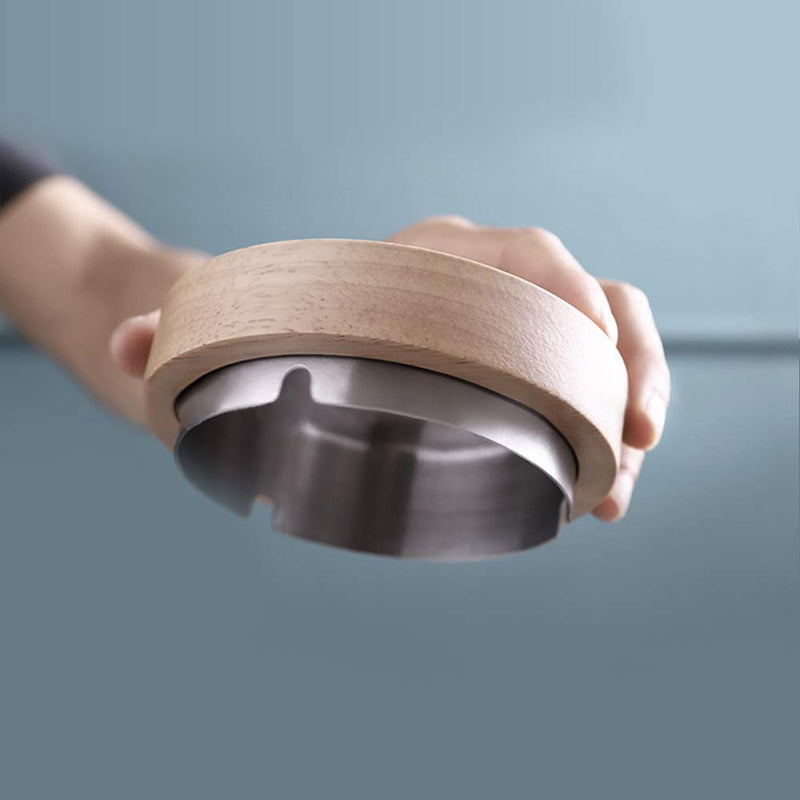 [Australia - AusPower] - VViN Windproof Ash Tray for Weed with Lid - Large, Cigarette Ashtray Wood with Stainless Steel Liner for Outdoors and Indoors Use, Smoking Ashtray for Home Office 
