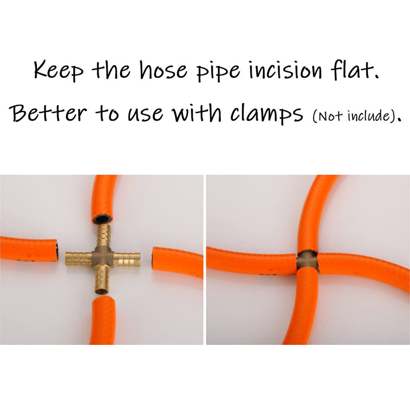 [Australia - AusPower] - Uenede 2PCS Solid Brass 十 Barb Fittings 3/8"OD 4-Way Union Intersection Hose Pipe Barb Fitting for Water/Oil/Gas 3/8 Inch 