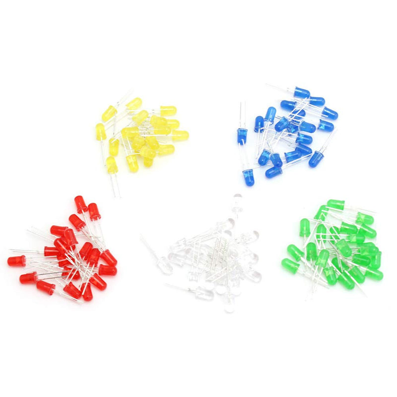 [Australia - AusPower] - Led Diodes 3mm 5mm, Yetaida 200 Pcs Ultra Bright Led Diode Assortment Kit, Universal Mutil Color Red/Green/Blue/Yellow/White DIY Kit for Science Project/Experience/Christmas Light 