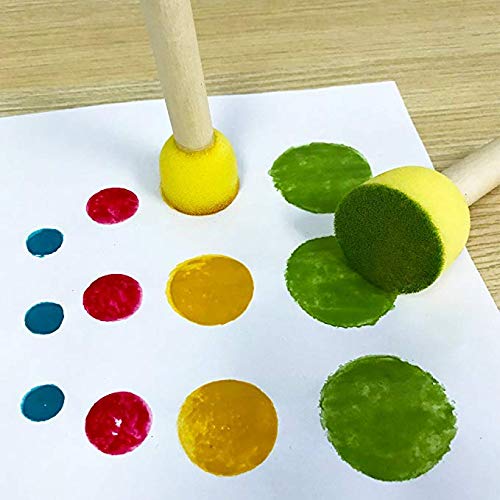 [Australia - AusPower] - 60pcs Assorted Round Paint Foam Sponge Brush Set Painting Tools, Brush Set - Great for Kids Arts and Crafts, Stencils, Painting 
