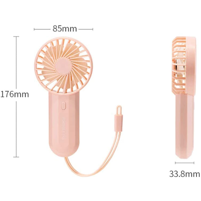 [Australia - AusPower] - Oluote Mini Handheld Fan, Personal Portable Fan with USB Rechargeable Battery 4000mA/3-9 Hours Working Time, 3 Levels Speed, Double Leaf, Quiet Air Conditione for Home Office Outdoor Travel (Pink) Pink 