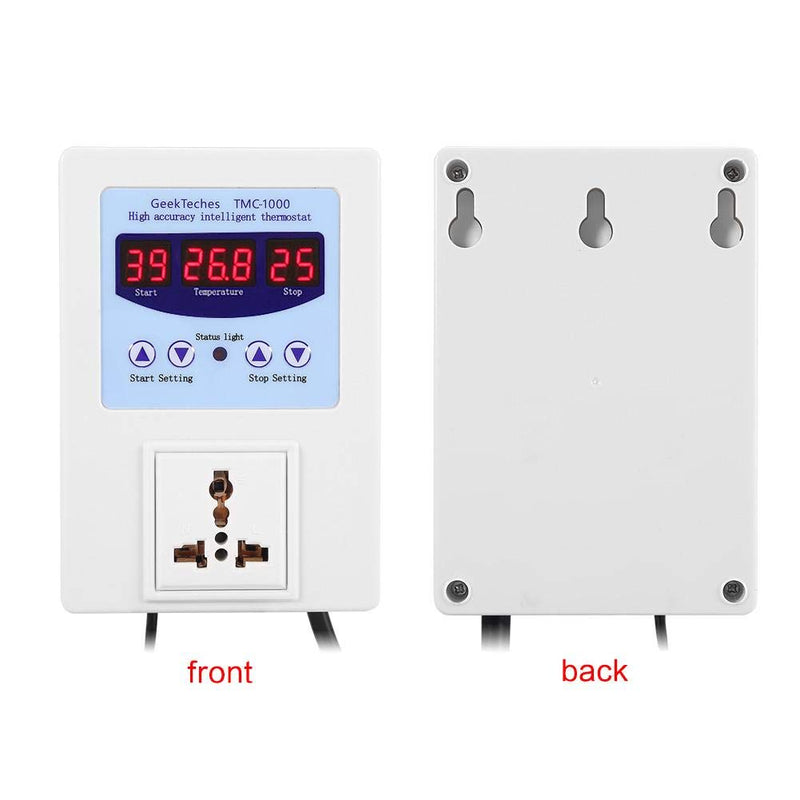 [Australia - AusPower] - TMC-1000 Digital Temperature Controller Outlet, LED Heating Cooling Control Thermostat, Intelligent Pre-Wired Temperature Controller with Sensor for Appliances of Home, Industry, AC110-240V 10A(US) 