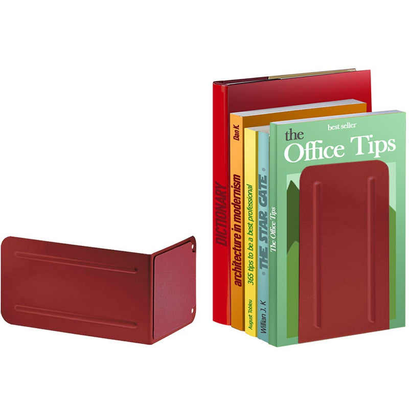 [Australia - AusPower] - Acrimet Premium Metal Bookends (Heavy Duty) (Red Color) (1 Pair) 