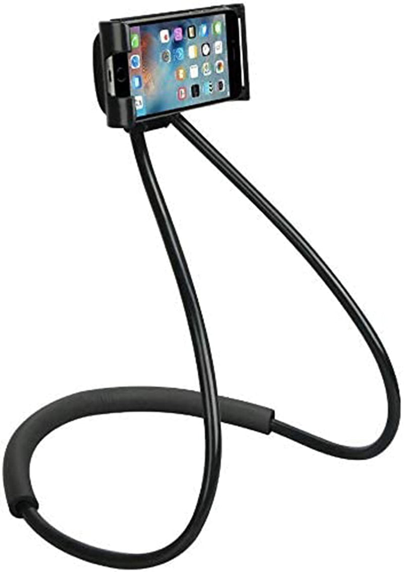 [Australia - AusPower] - Universal Smart Mobile Phone Stand,Hanging on Neck Cell Phone Mount Holder, Lazy Cell Phone Holder (Black) 