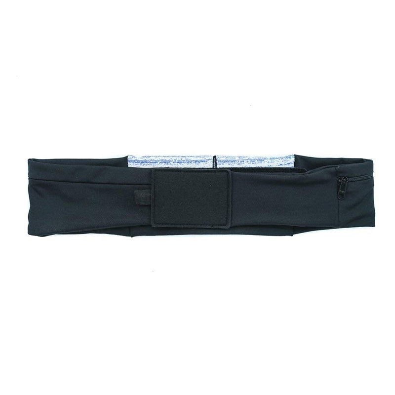 [Australia - AusPower] - Sprigs 3 Pocket Adjustable Running Belt Waist Pack, Fanny Pack for Working Out with Sweat Resistant Backing, Holds All iPhone Models Navy Blitz/Black Small/Medium 