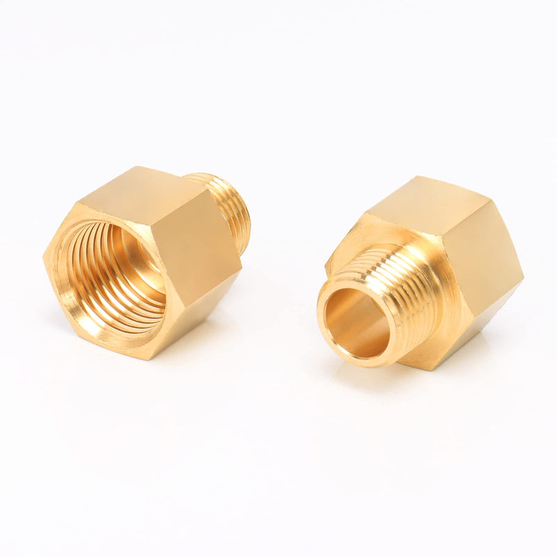 [Australia - AusPower] - BathAce Brass Pipe Fitting, Heavy Duty Metal Thread Solid Brass Reducer Adapter Pipe Reducing Connector, 2 Pack (3/8 Male Pipe x 1/2 Female Pipe) 3/8 Male Pipe x 1/2 Female Pipe 