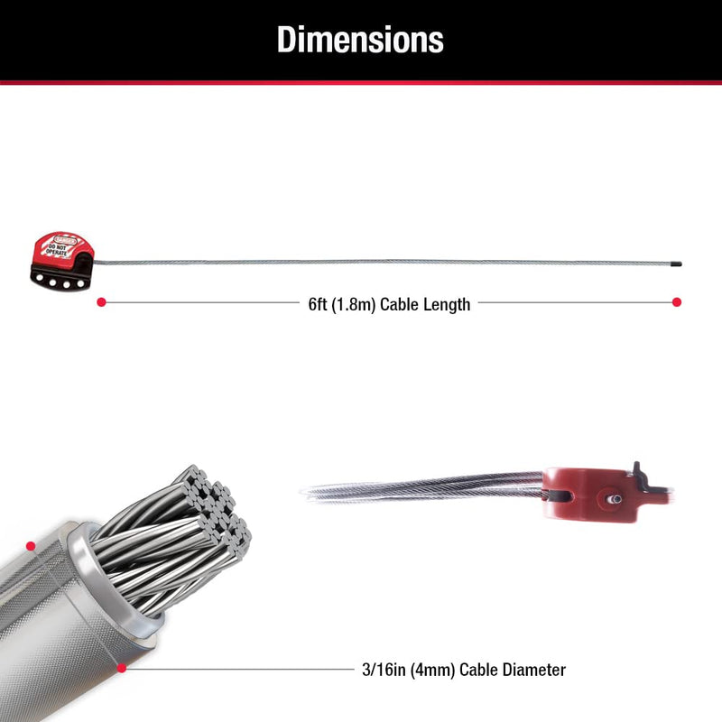 [Australia - AusPower] - Master Lock S806 Adjustable Lockout Tagout Steel Cable 