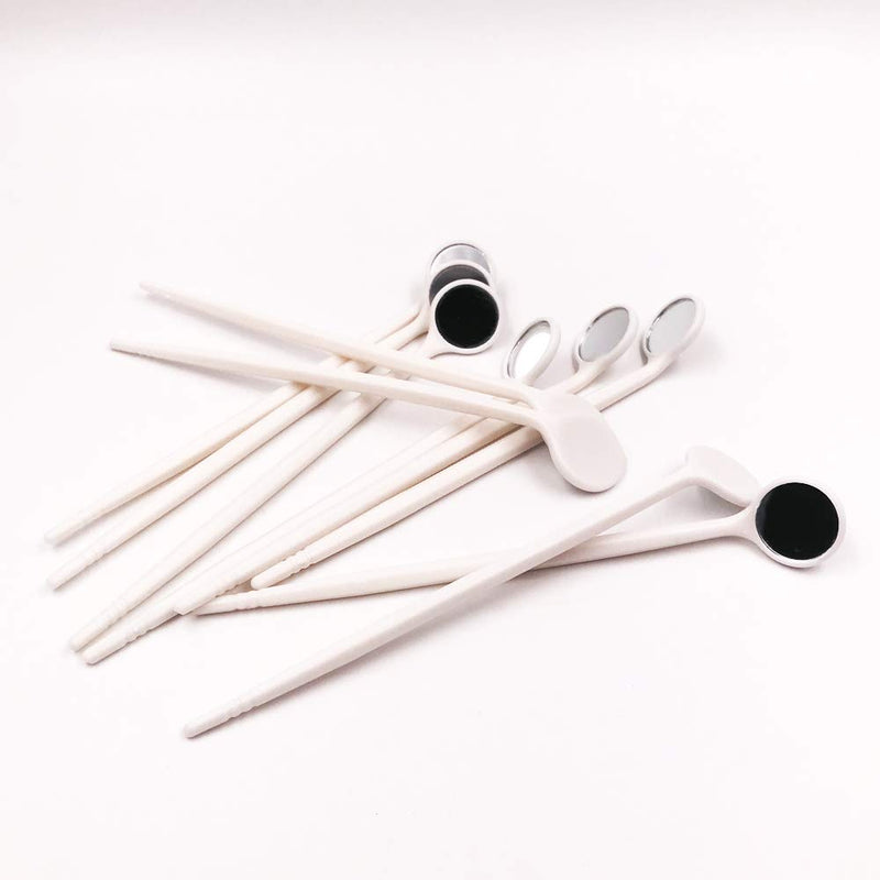 [Australia - AusPower] - TENFLY 100pcs Disposable Dental Exam Mouth Mirrors Oral Dental Mirror Plastic Dental Instrument (White) White 