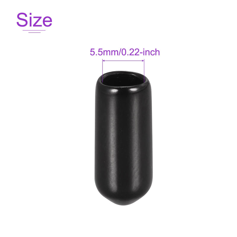 [Australia - AusPower] - DMiotech 200 Pack 5.5mm ID Black Screw Thread Protectors Rubber End Caps Bolt Covers for Screw Bolt Furniture Pipe 