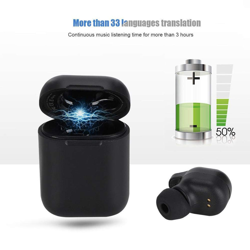 [Australia - AusPower] - PUSOKEI Bluetooth5.0 Wireless Headset, Single Ear Smart Language Translator Device with Charging Box, More Than 33 Languages Intelligent Translator for Travel/Business 