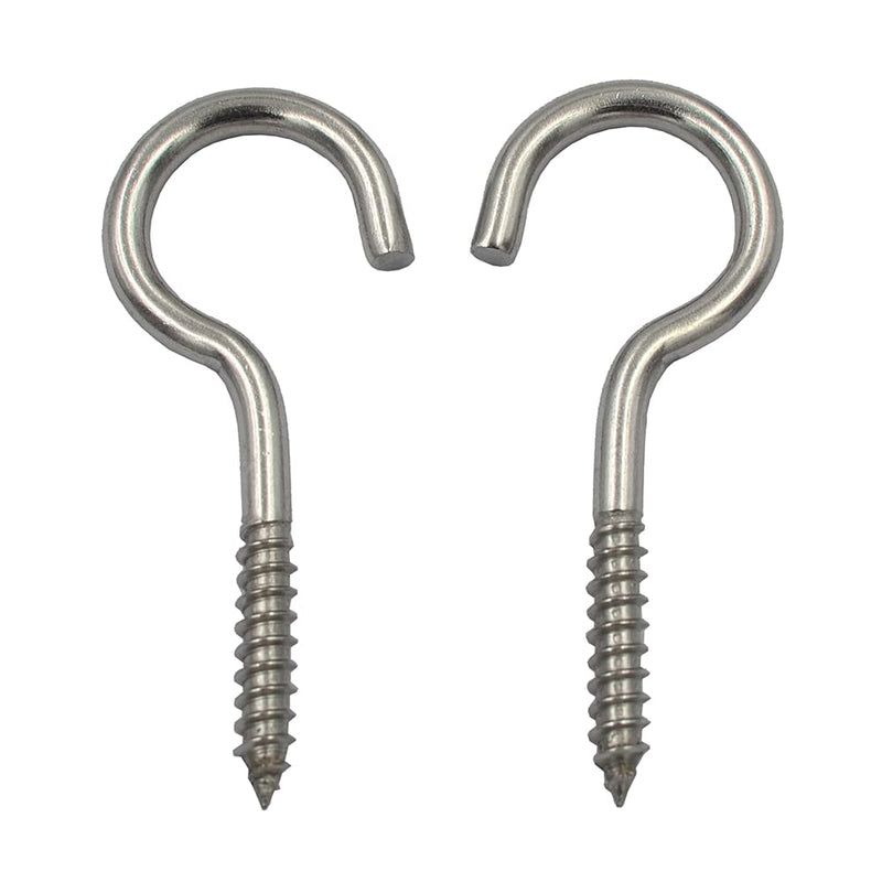 [Australia - AusPower] - DGOL 10 Packs 2-1/2 Inch 304 Stainless Steel Screw-in Hooks Eye Bolt Ceiling Hook Screw Hanger Open Loop Open Loop Hooks 10 packs 