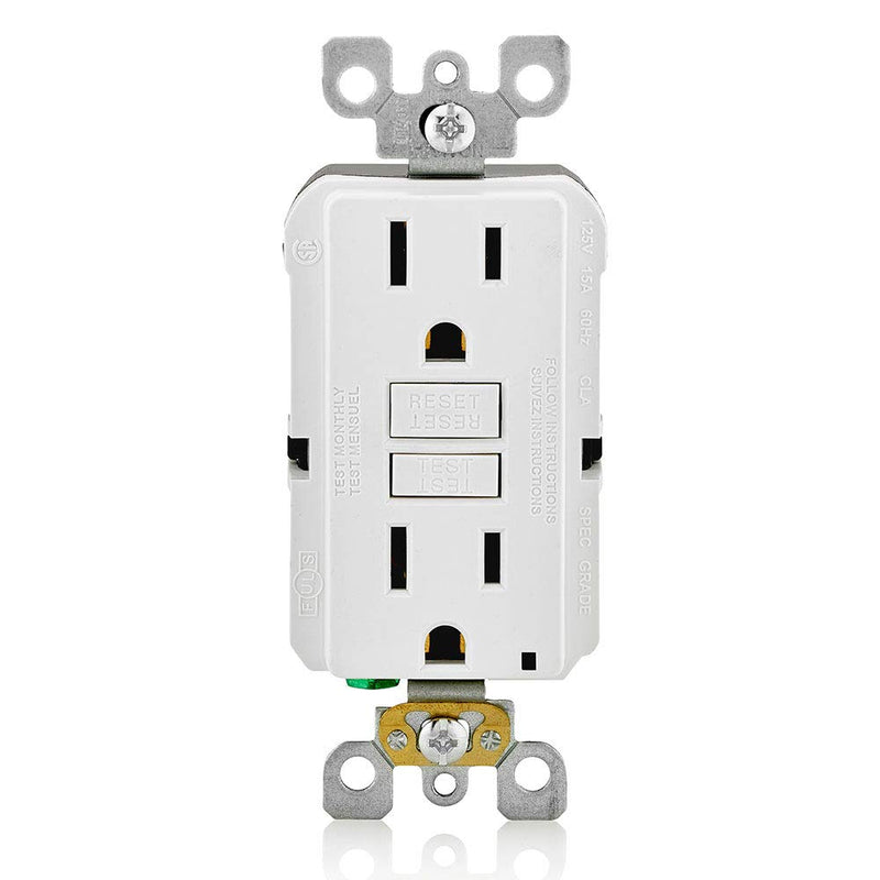 [Australia - AusPower] - Leviton GFNT1-W Self-Test SmartlockPro Slim GFCI Non-Tamper-Resistant Receptacle with LED Indicator, Wallplate Included, 15-Amp, White 15 Amp 