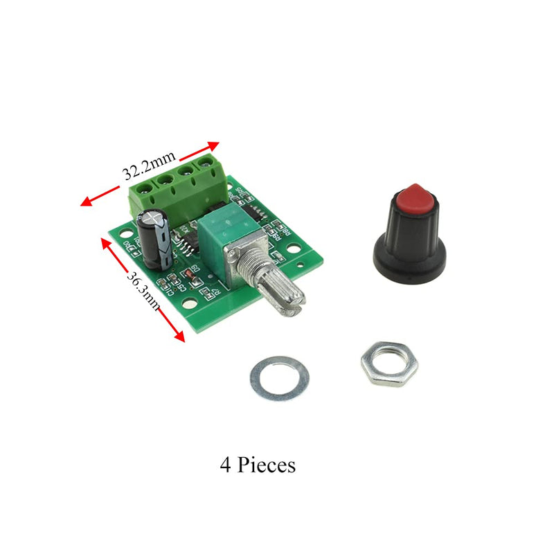 [Australia - AusPower] - Hahiyo 2.2-12V Low Voltage DC Motor Speed Controller Smooth Linear Adjustment Knob Compact Units Reduce Heat Module Dimmer Switch Regulator 4 Pieces for Mini Fan Electric Pumps LED Light 2.2-12V-1803BK-4Pieces 